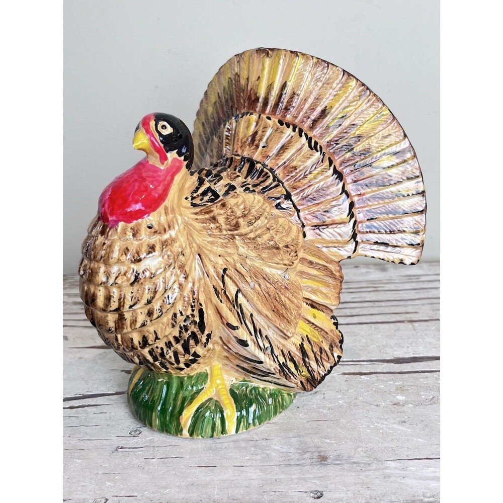 Vintage Ceramic Hand Painted Turkey Centerpiece Sculpture / Country Decor 7”